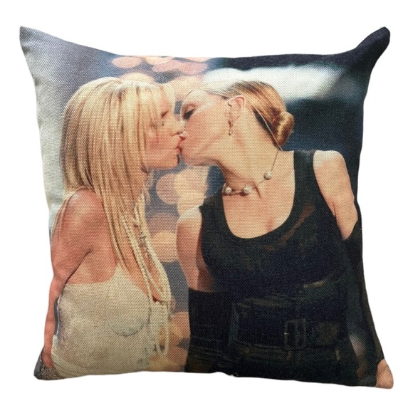 Britney Spears & Madonna VMA Kiss Accent Pillow - 16 x 16 - Picture 2 of 5